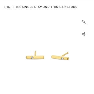 Zoe Chicco 14k yellow gold and single diamond bar studs earrings pair